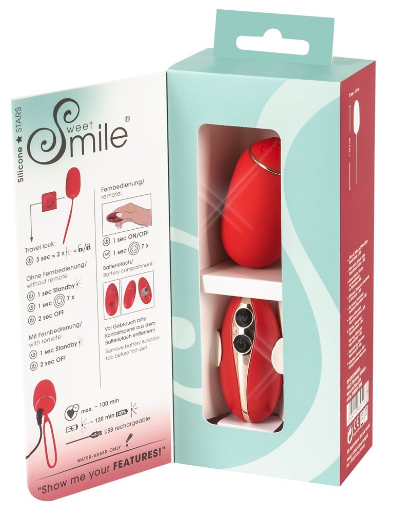Виброяйцо Sweet Smile Remote Controlled Love Ball, 15,3 см (красный)