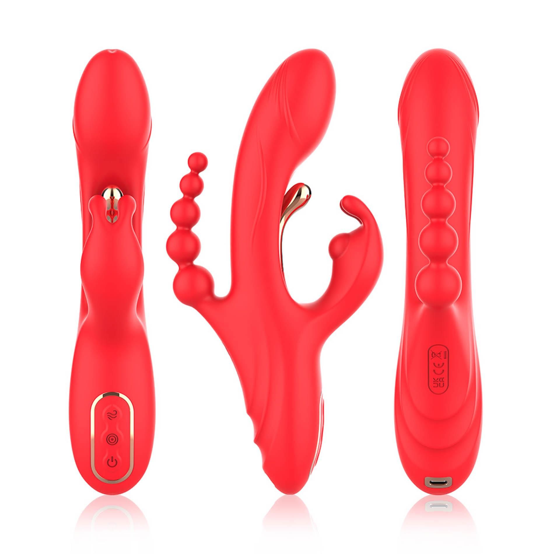 Вибратор-кролик B - Series Joy Four-point, 22.3 см (красный)