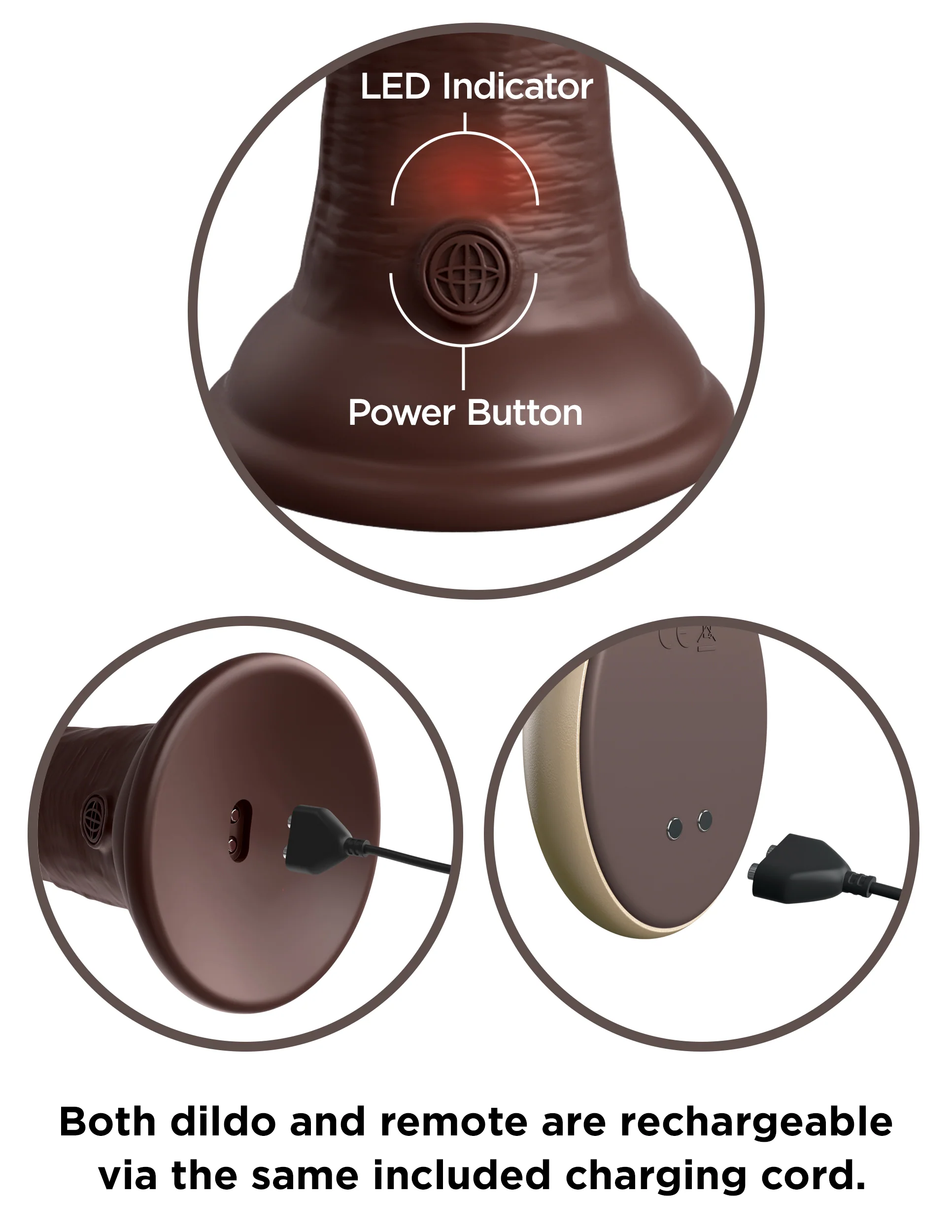 Dildo King Cock Elite 7” Dual Density, 21 cm (brązowy)