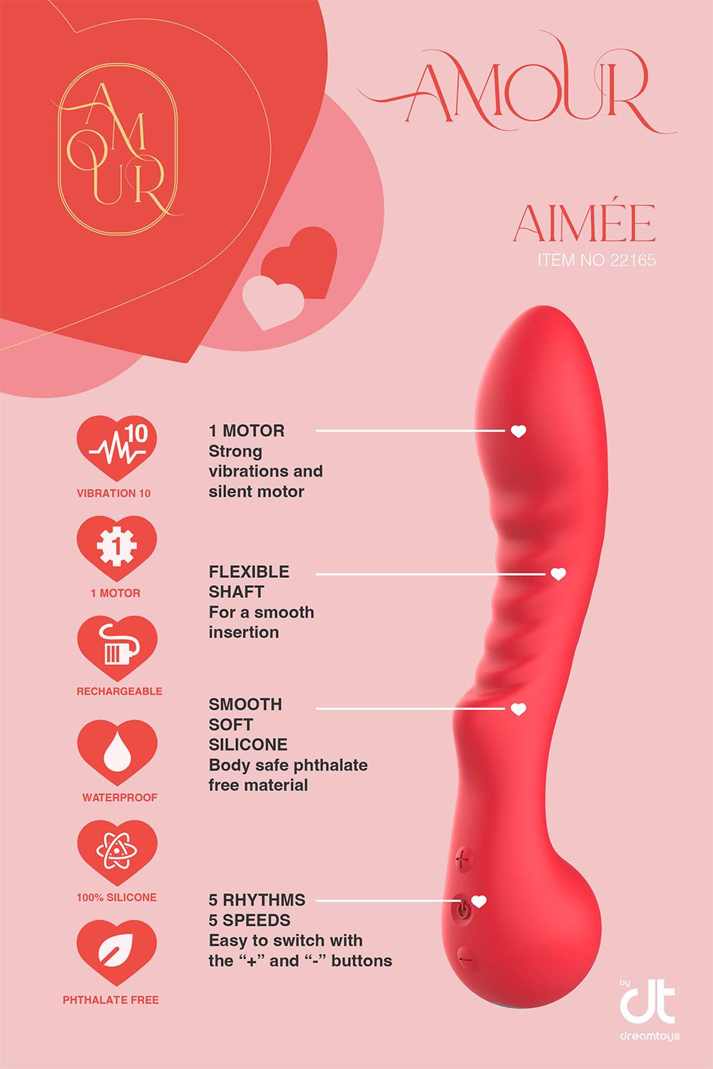 Вибратор Dream Toys Amour Aimee, 22 см (красный)