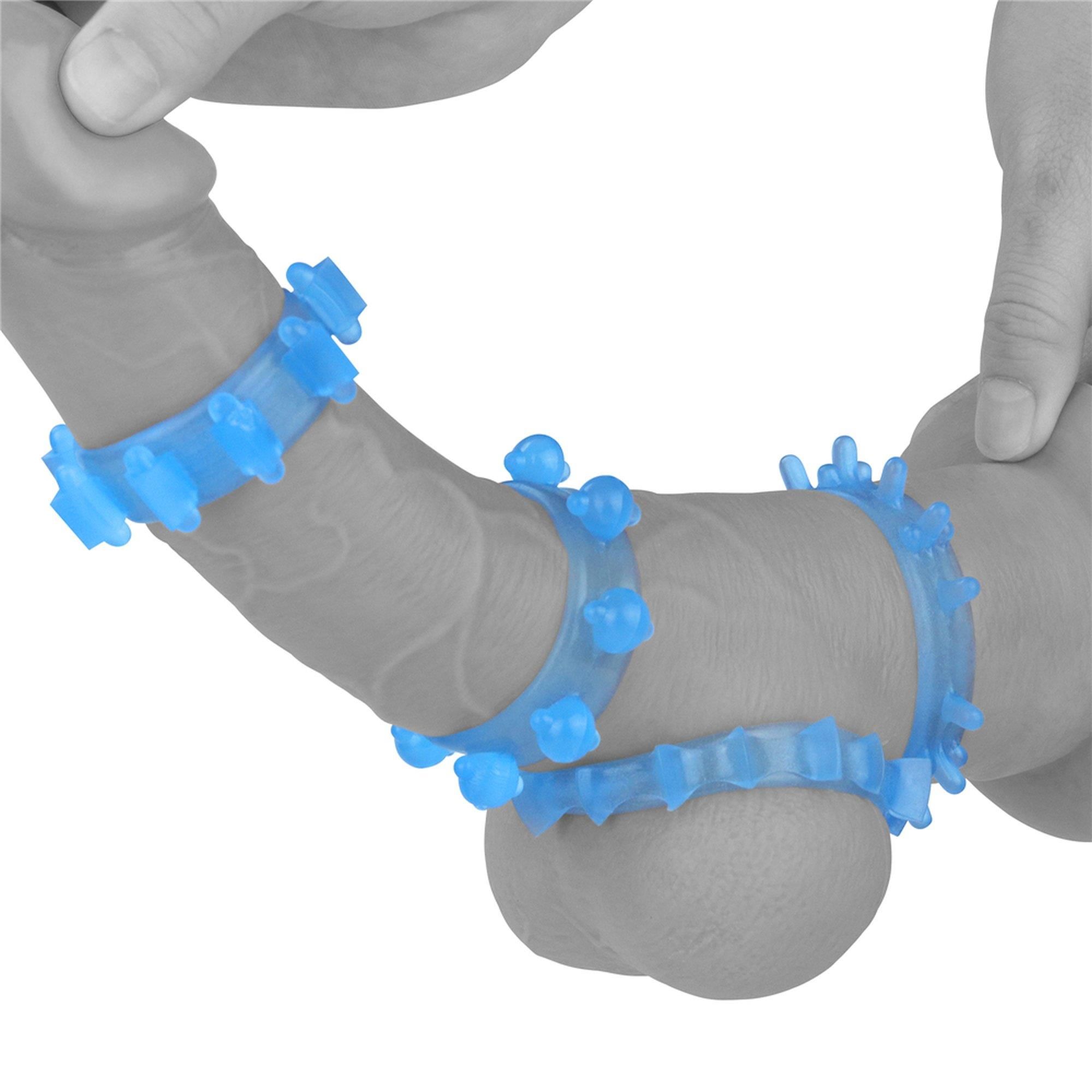 Набор эрекционных колец Lumino Play Penis Ring, 4 шт (голубой)