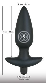 Анальна пробка з вібрацією Orion Black Velvet, 17 см (чорний)