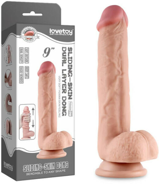 Фаллоимитатор Lovetoy Sliding-Skin Dual Layer Dong 9, 24 см (телесный)