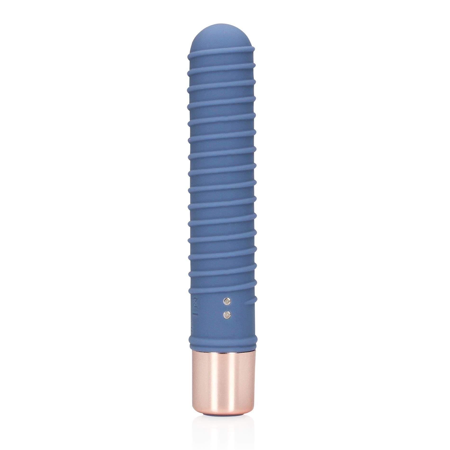Вибратор Loveline Ribbed Mini, 14.1 см (синий)