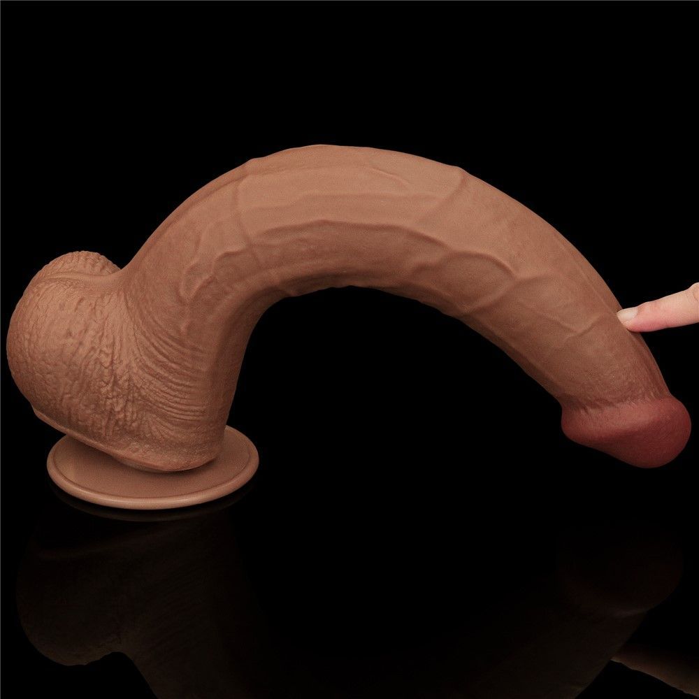 Фаллоимитатор LoveToy Sliding-Skin Dual Layer Dong King Sized, 34 см (коричневый)