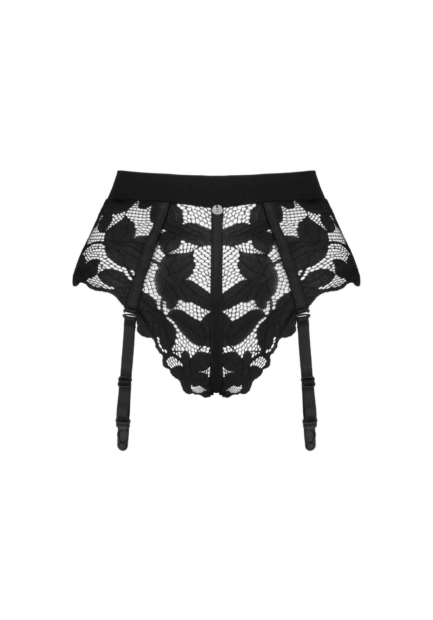 Трусики с подвязками для чулок Obsessive Editya, XS/S (черный)