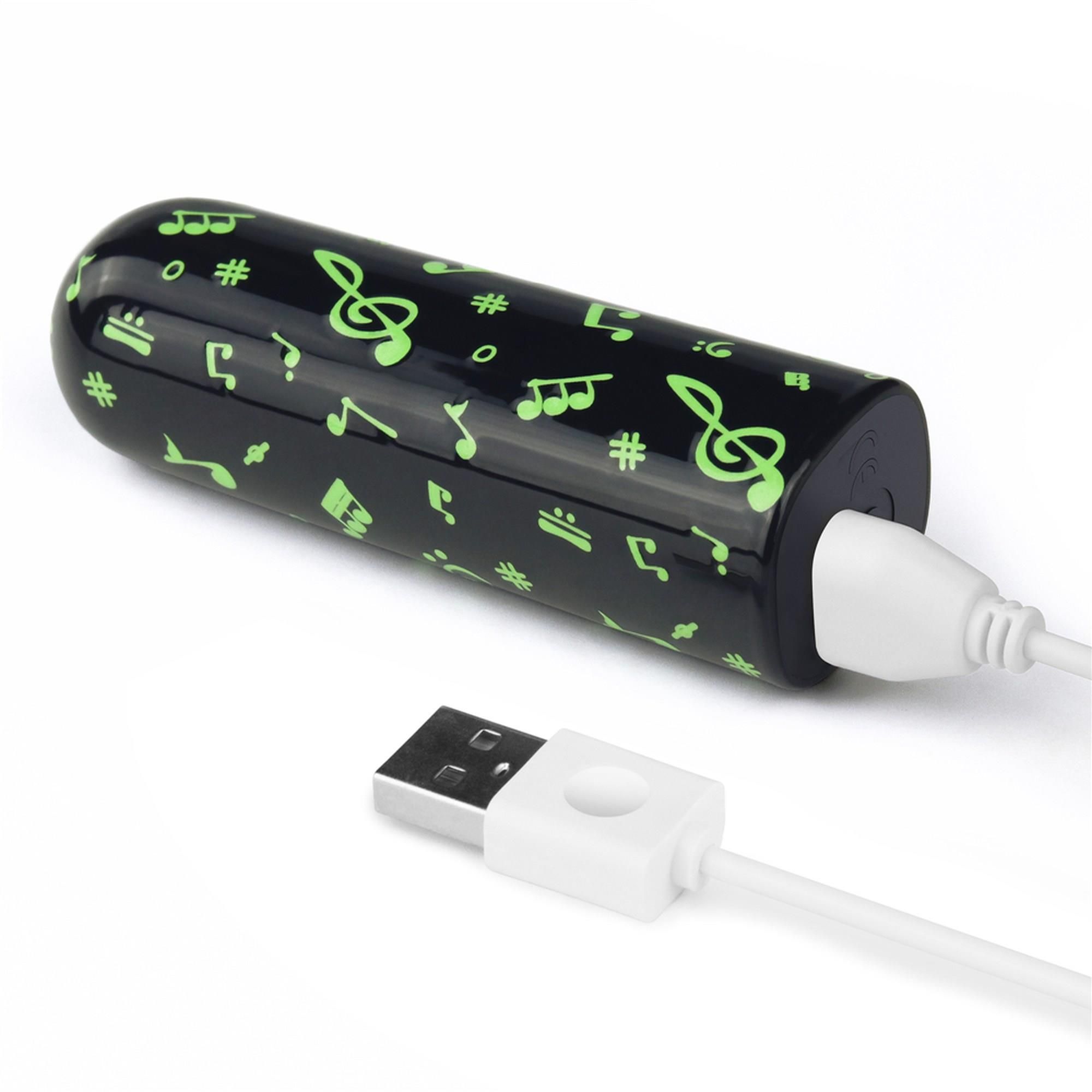 Вібратор для клітора LoveToy Music Massager Glow In The Dark, 8,5 см (чорний)