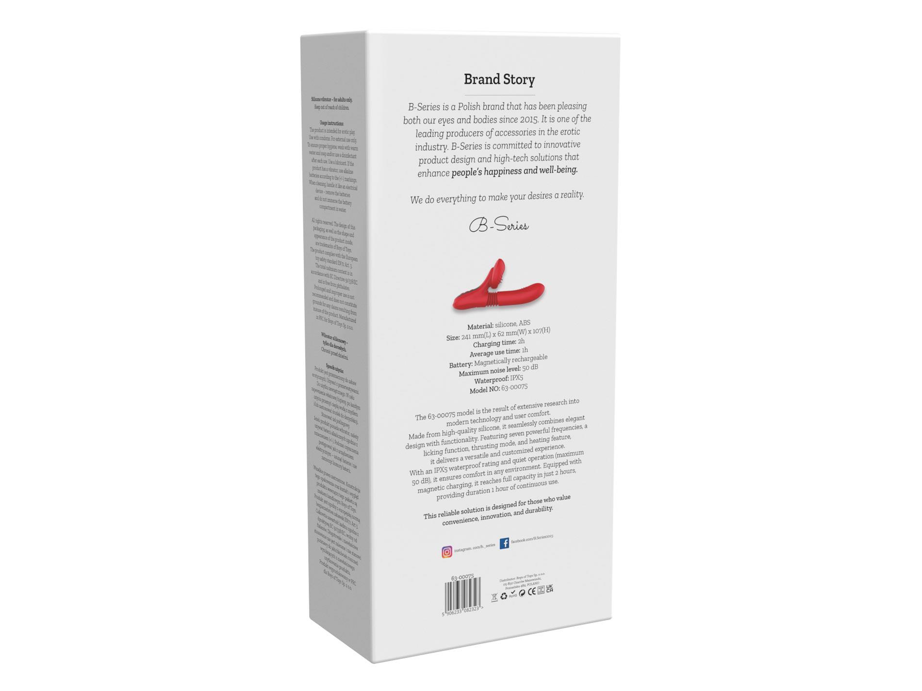 Вибратор B - Series Fox Thrusting and Heating, 24 см (красный)