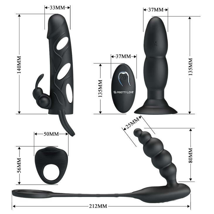 Zestaw zabawek erotycznych Pretty Love Master Hunter, 4 szt (czarny)