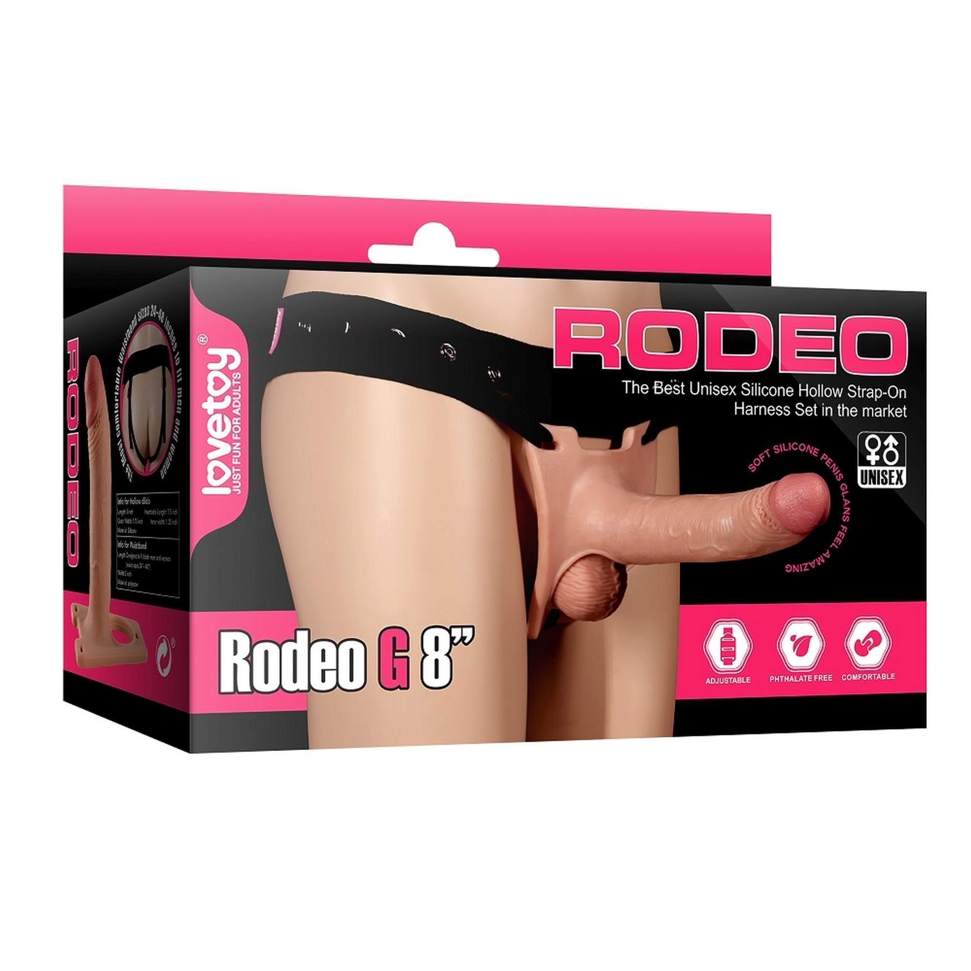 Страпон порожнистий Unisex Hollow Strap-On Rodeo G, 20,3 см (тілесний)