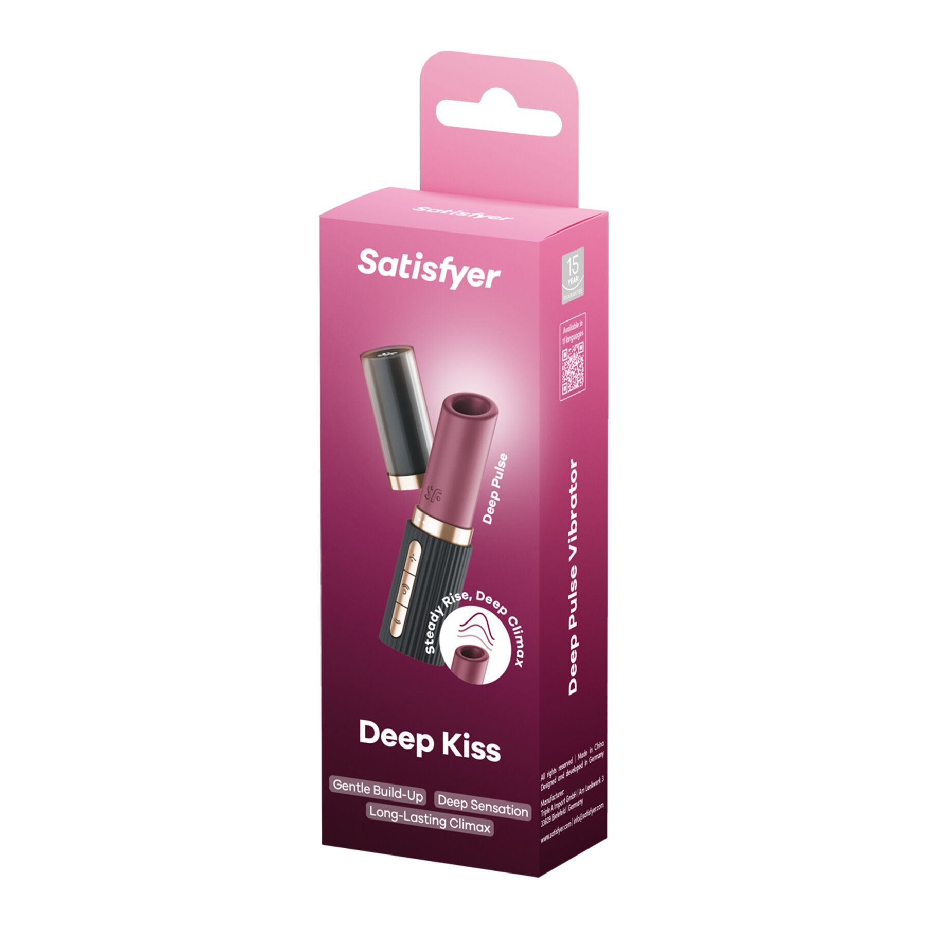 Вакуумный стимулятор клитора Satisfyer Deep Kiss, 11.5 см (розовый)