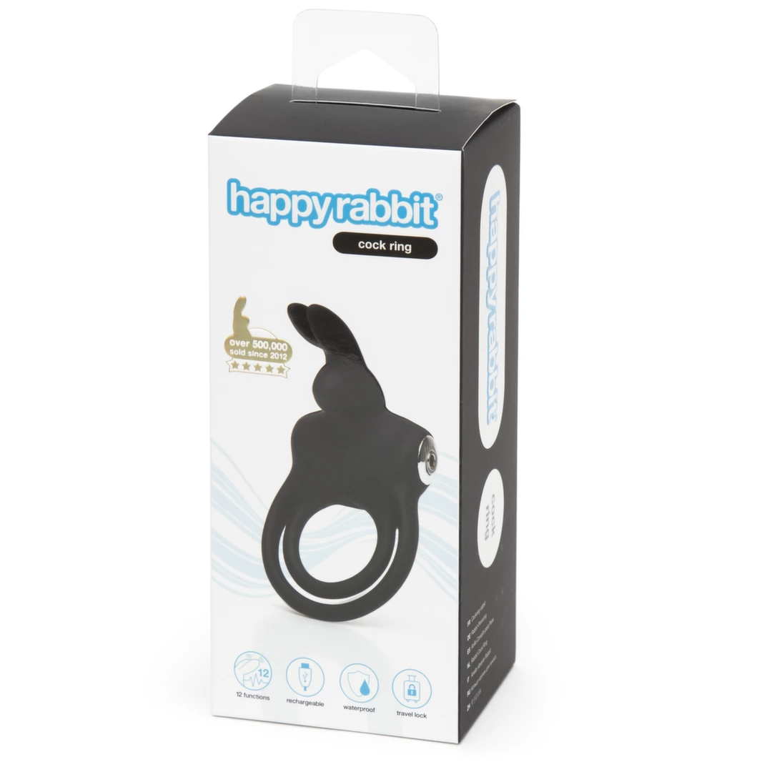 Эрекционное кольцо Happy Rabbit Black, 8.9 см (черный)