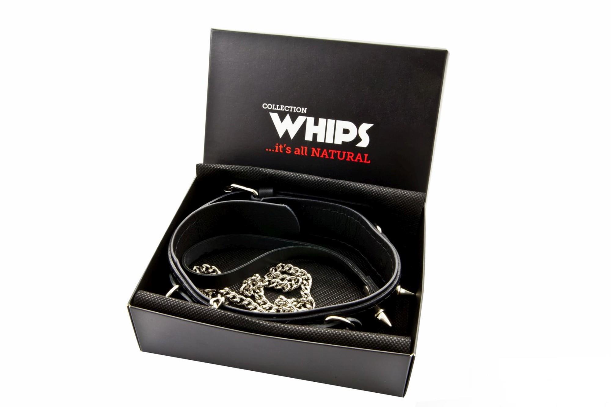 Whips Collections Wiązania-Whips - Obroża ze smyczą, Czarny, 120 cm