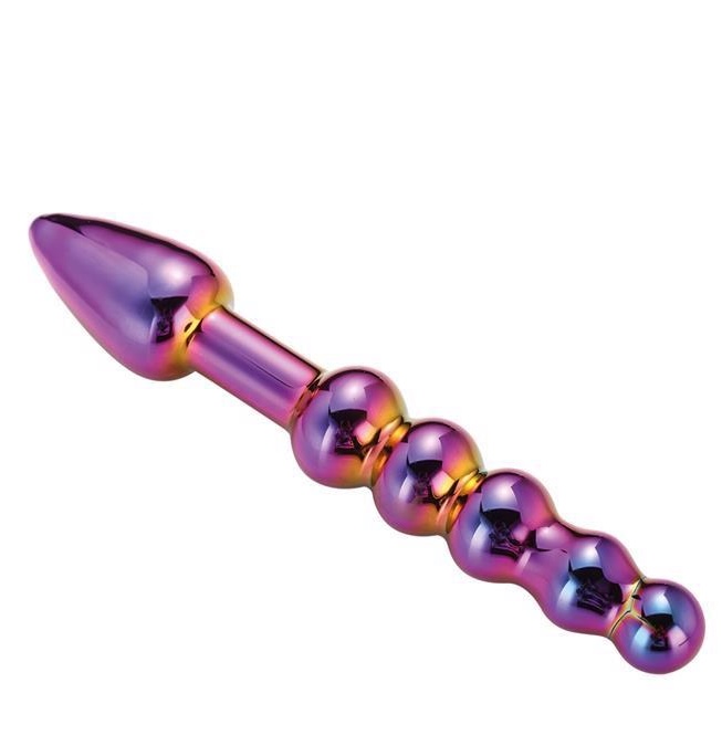 Анальный фаллоимитатор Glamour Glass Ridged Anal Dildo, 18 см (радужный)