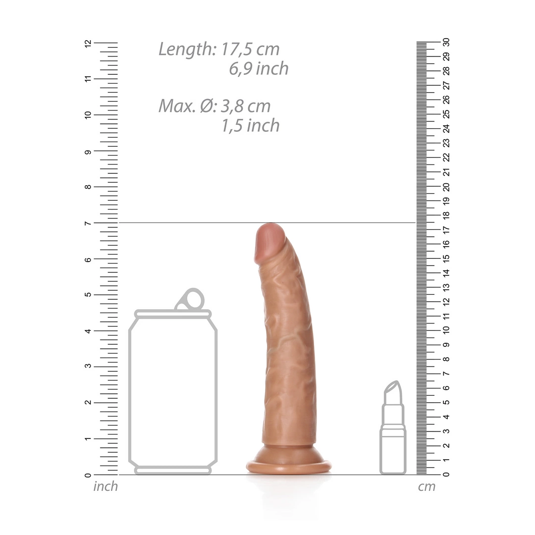 Фаллоимитатор RealRock Slim Realistic 6", 17.5 см (коричневый)