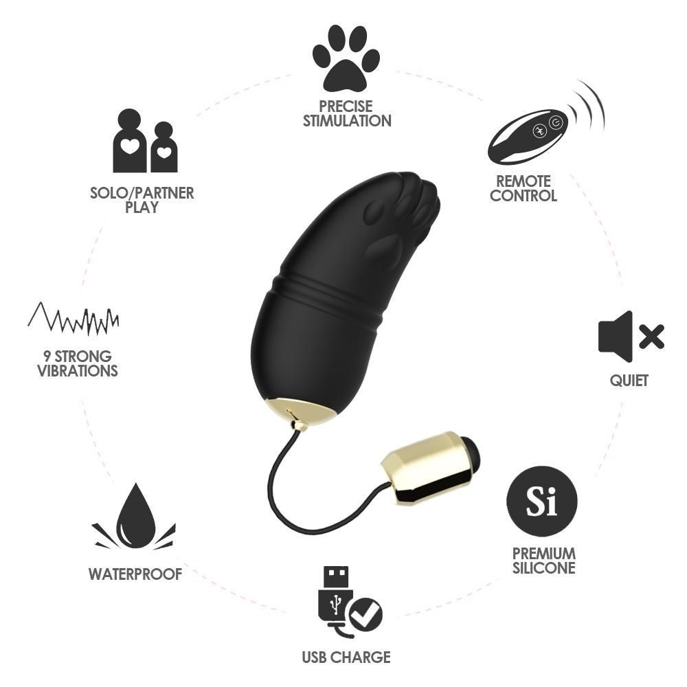 Wibrujące jajko B - seria Joy Kitty, 7,3 cm (czarny)