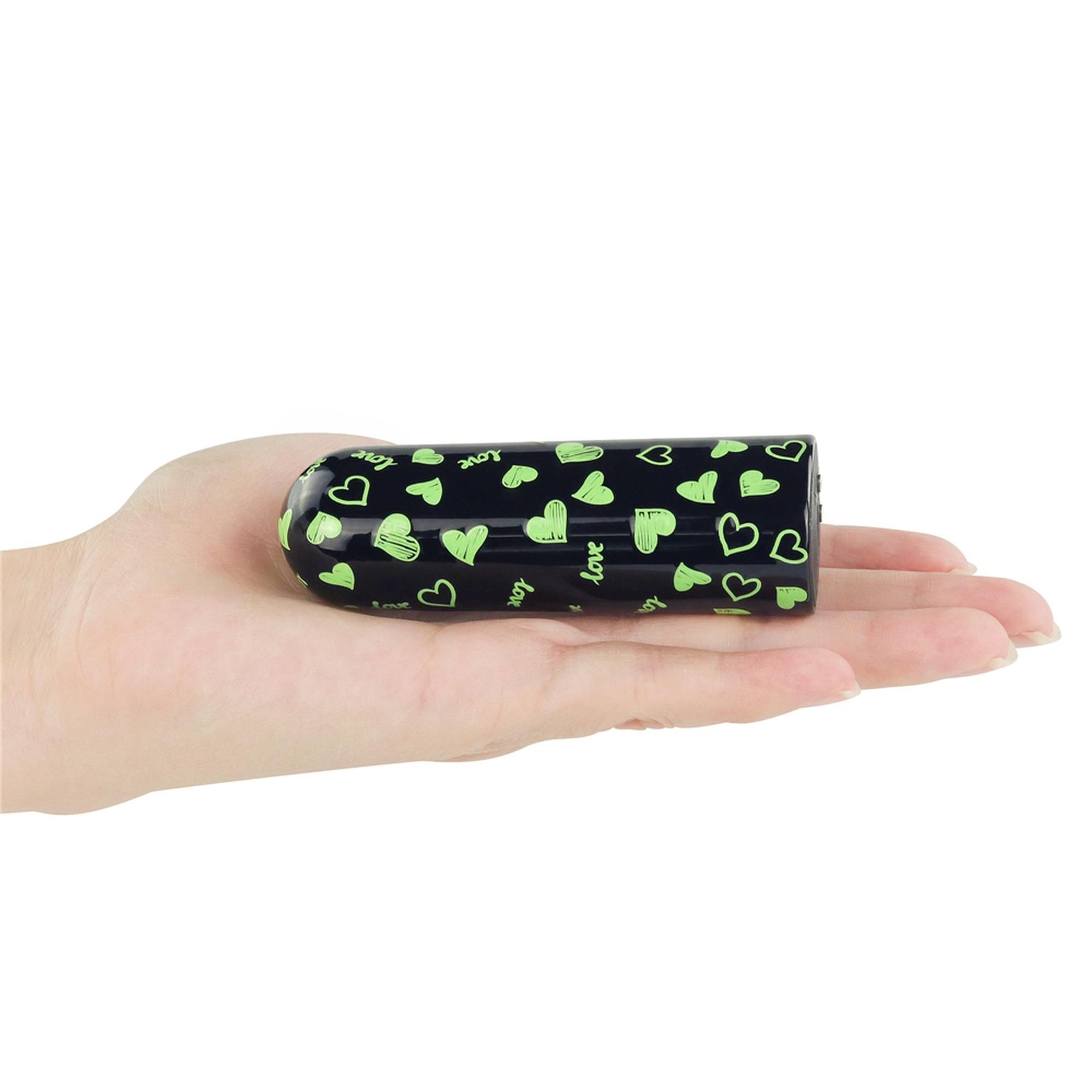 Вібратор для клітора LoveToy Heart Massager Glow In The Dark, 8,5 см (чорний)