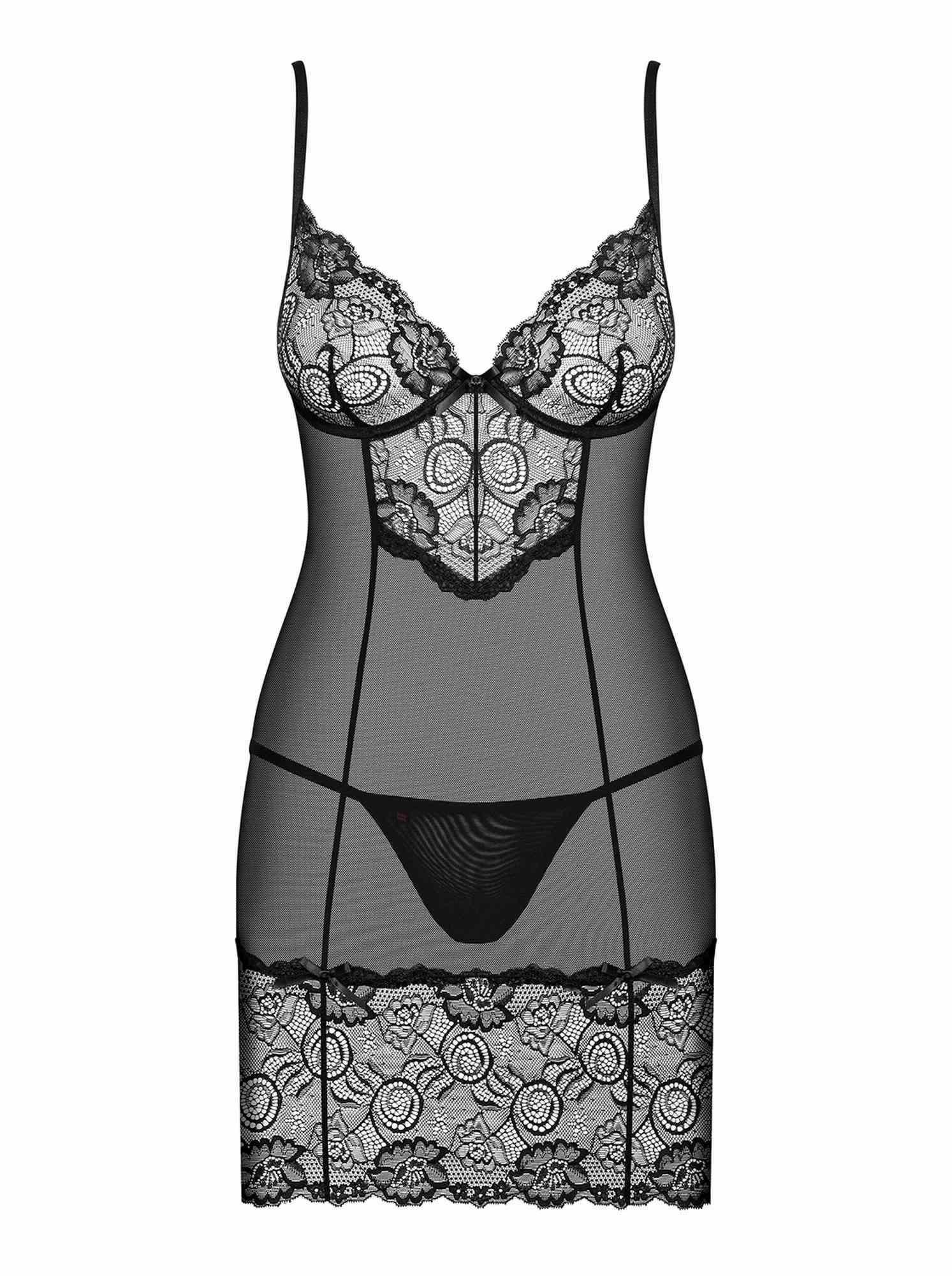 Комплект белья Obsessive Alluria, S/M (черный)