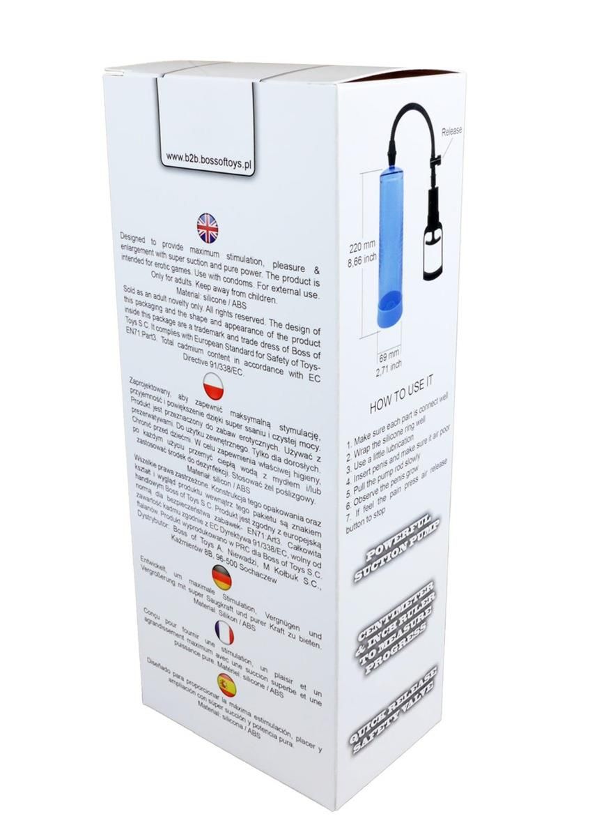 Помпа для пениса Boss Powerpump Max, 22 см (голубой)