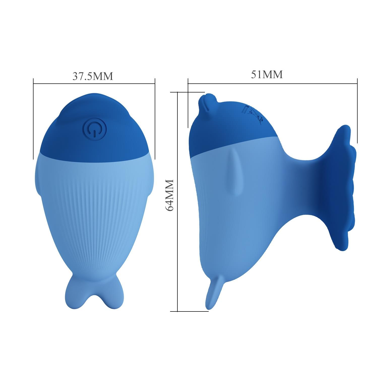 Вибратор для клитора Pretty Love Dolphin, 6.4 см (голубой)