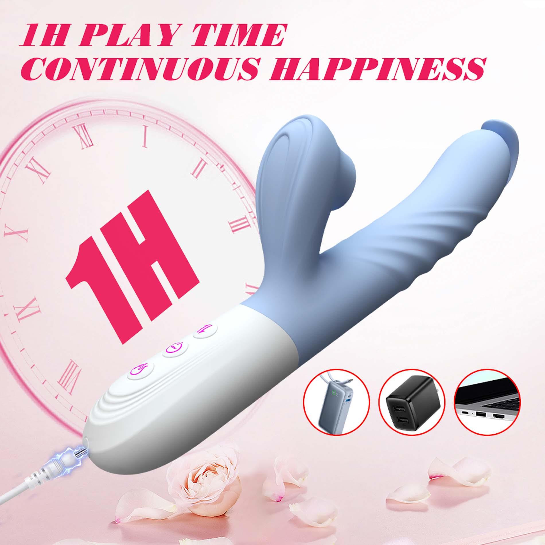 Вибратор B - Series Fox Thrusting Heating, 24.6 см (голубой)