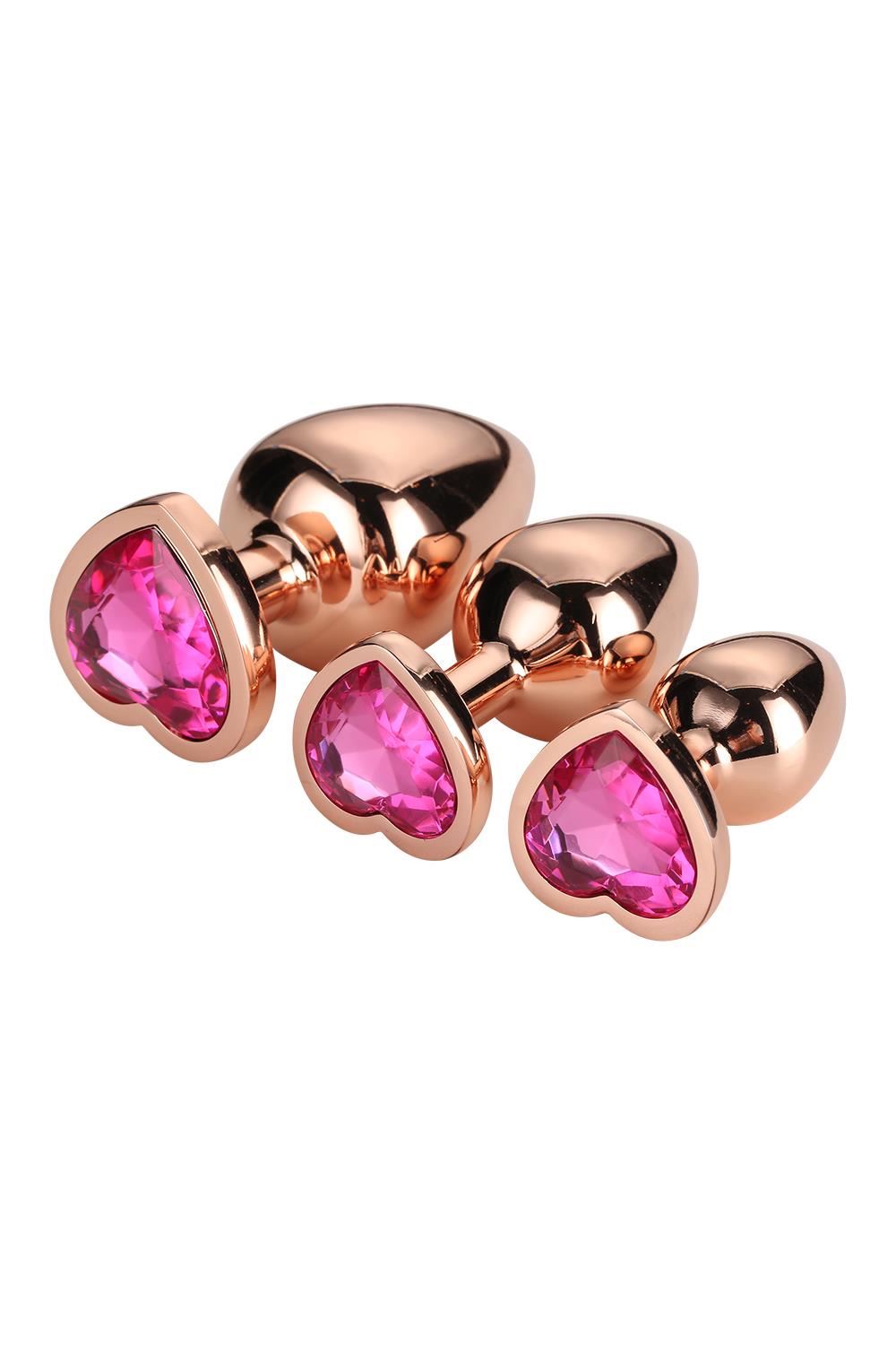 Korek analny Gleaming Love Gold Plug Set, 3 szt (różowy)