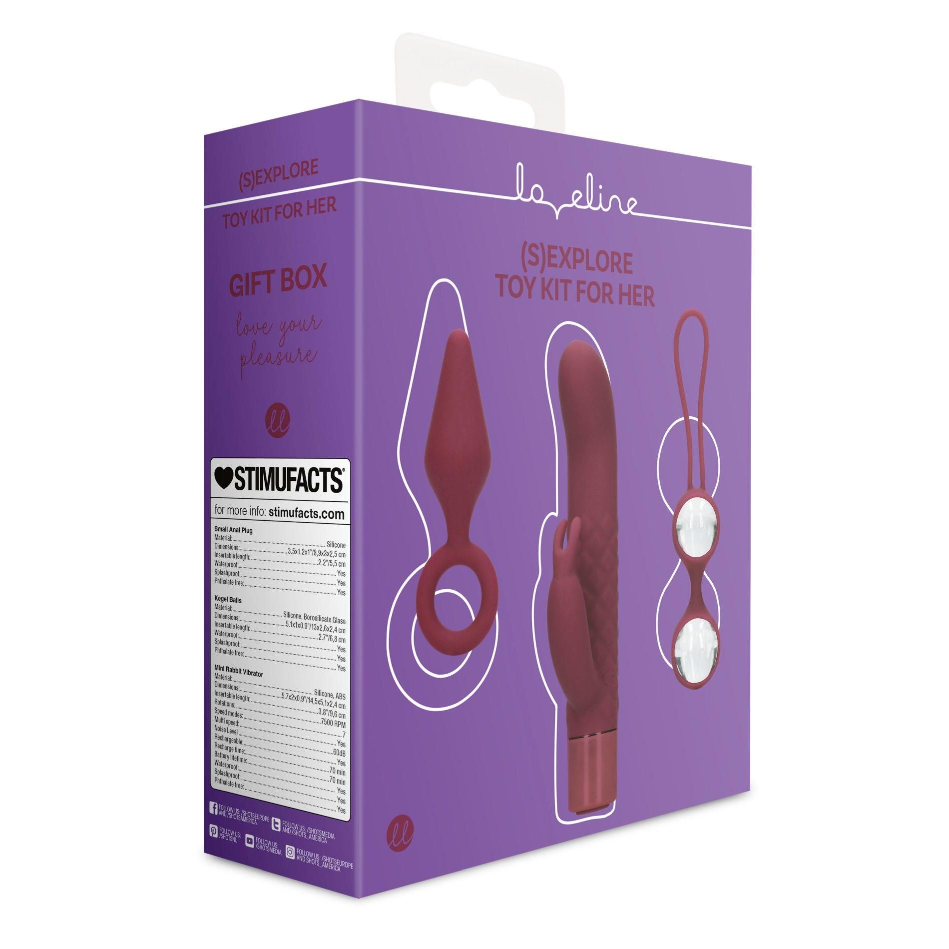 Набор секс-игрушек Loveline (S)explore Toy Kit for Her, 3 шт (бордовый)