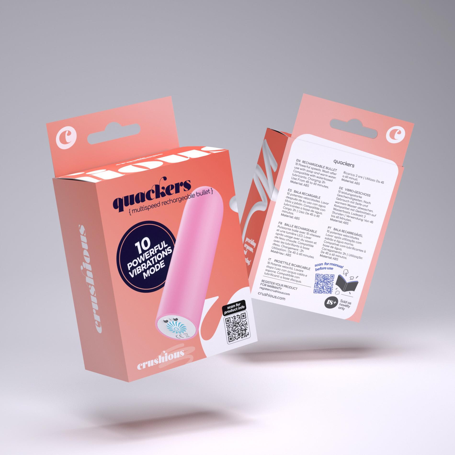 Мини-вибратор Crushious Quackers, 8.6 см (розовый)