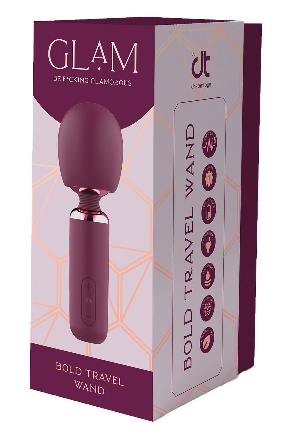 Вибромассажер Glam Bold Travel Wand, 18 см (бордовый)