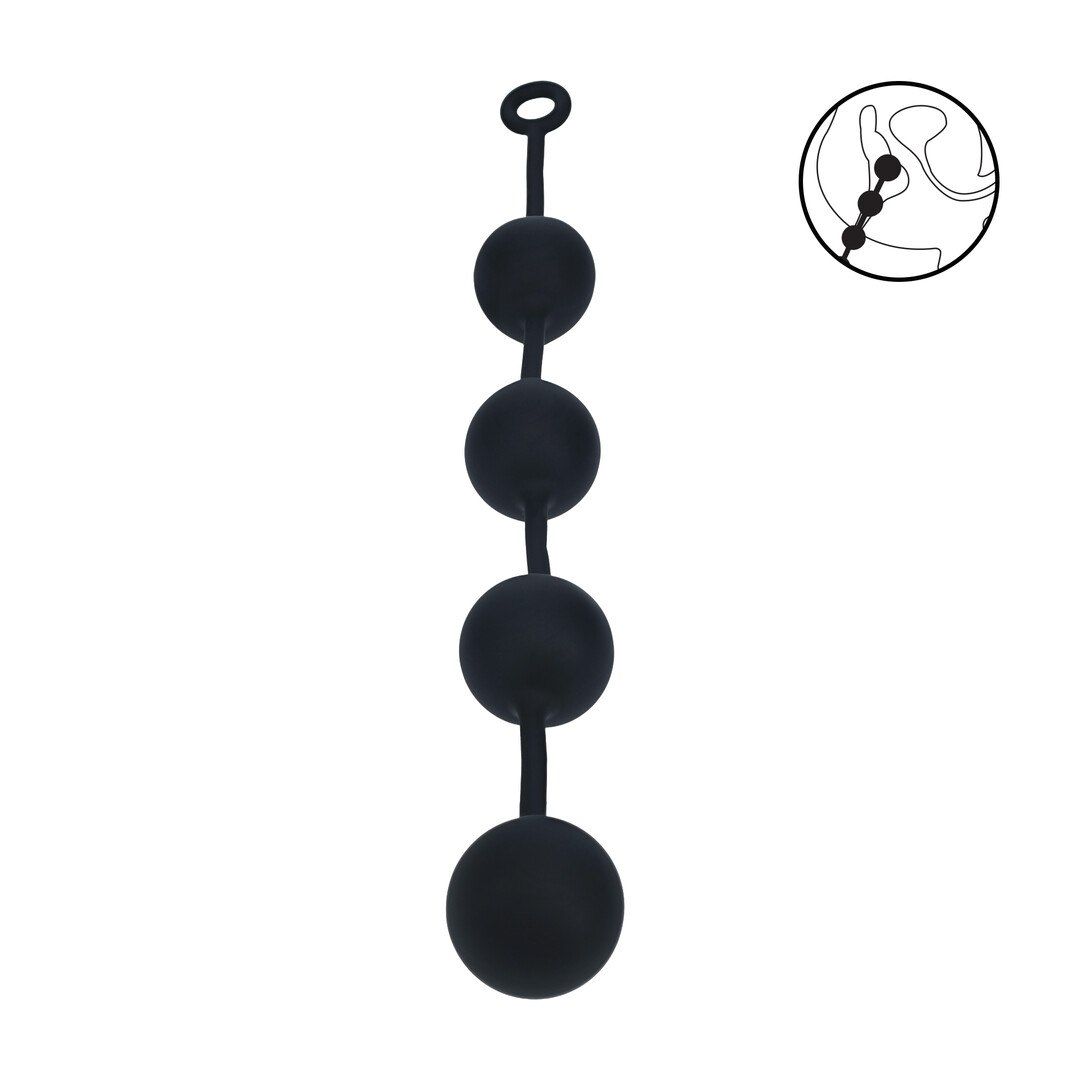 Анальная цепочка Levelz Round Silicone Anal Balls, 52.5 см (черный)