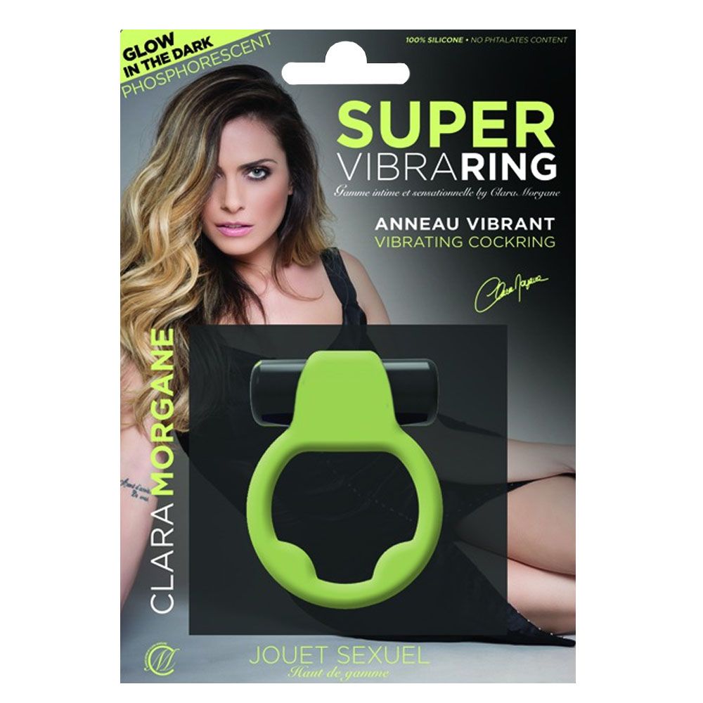 Эрекционное кольцо Clara Morgane Pro Super Vibra Ring Phosphorescent, 4.5 см (зеленый)