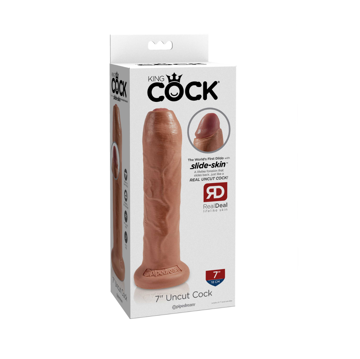 Dildo King Cock Uncut 7 Tan, 16,5 cm (w kolorze cielistym)