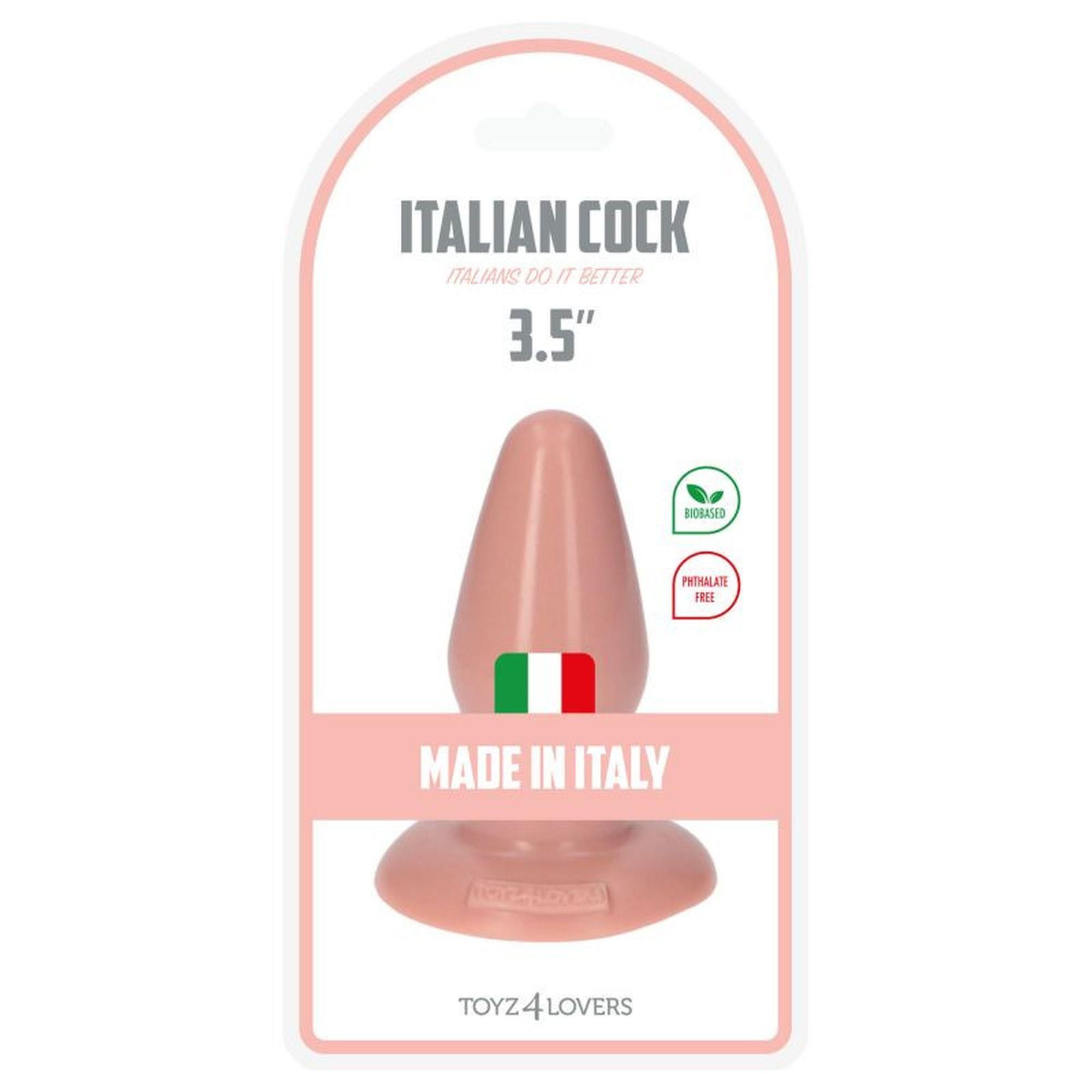 Korek analny Toyz4lovers Italian Cock 3,5", 9,5 cm  (w kolorze cielistym)