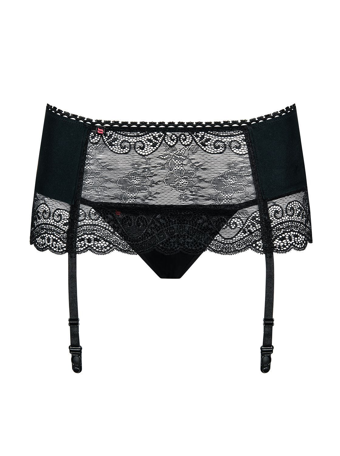 Пояс для чулок и стринги в комплекте Obsessive Miamor, S/M (черный)