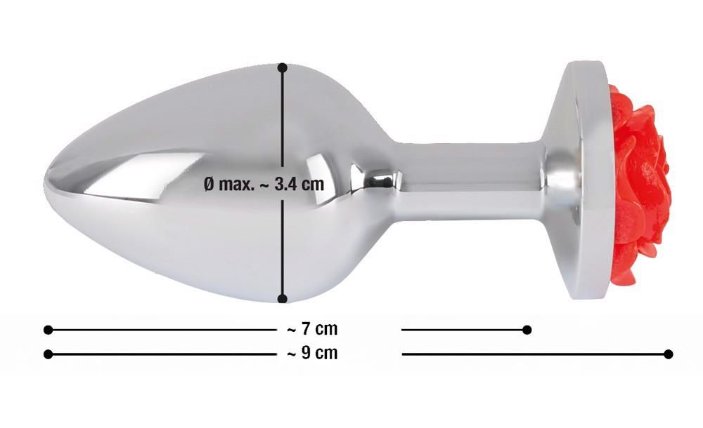 Анальна пробка Rose Butt Plug, 9 см (сріблястий)