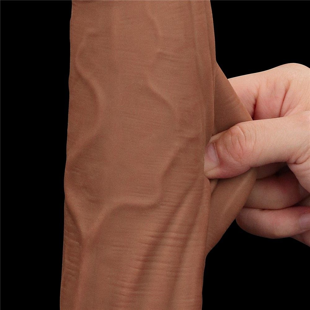 Dildo LoveToy Sliding-Skin Dual Layer Dong King Sized, 31 cm (brązowy)