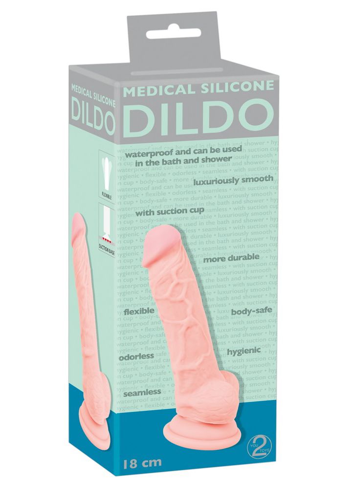 Dildo Medical Silicone Dildo, 18 cm (kolor cielisty)