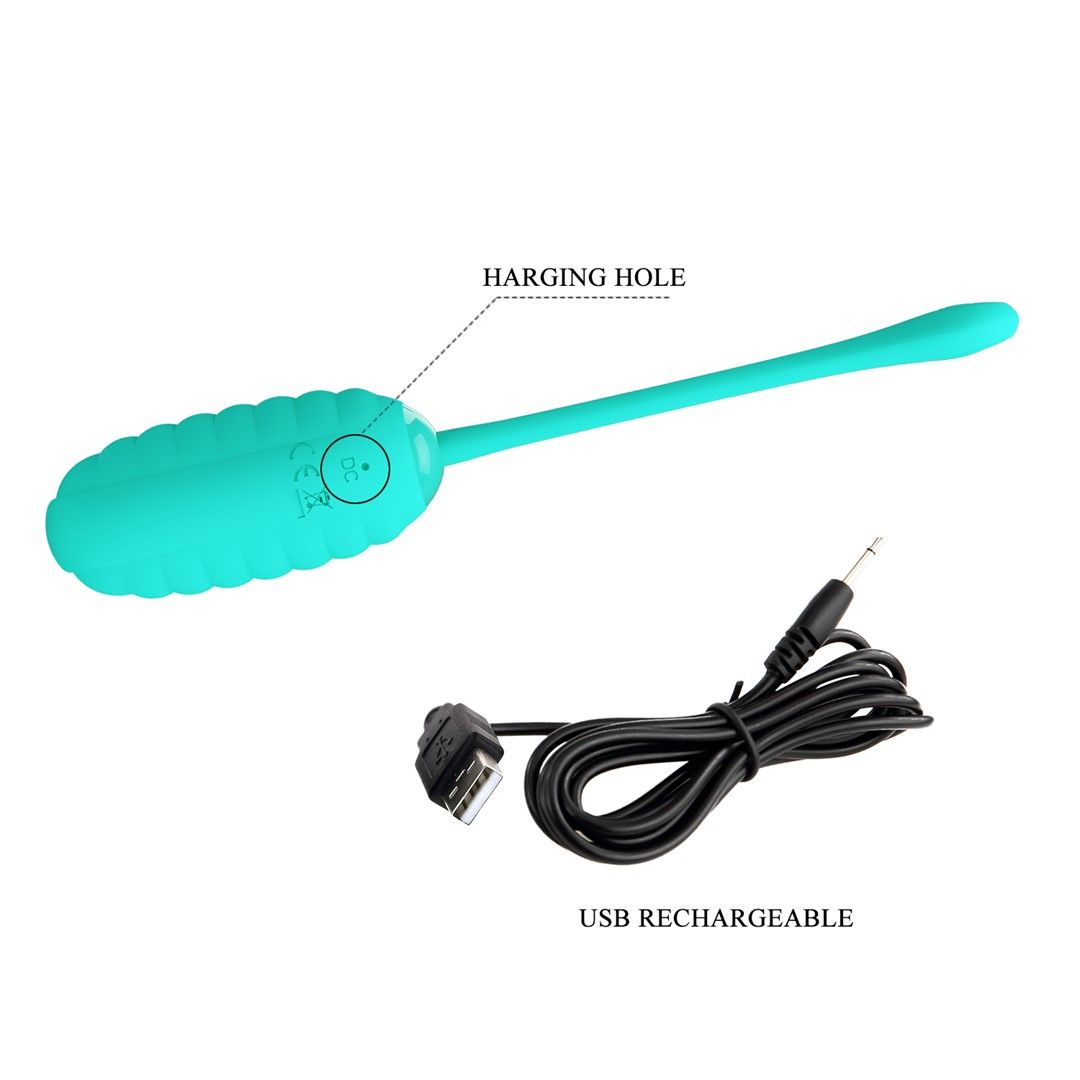 Виброяйцо Pretty Love Kirk Super Soft Silicone, 19,7 см (бирюзовый)