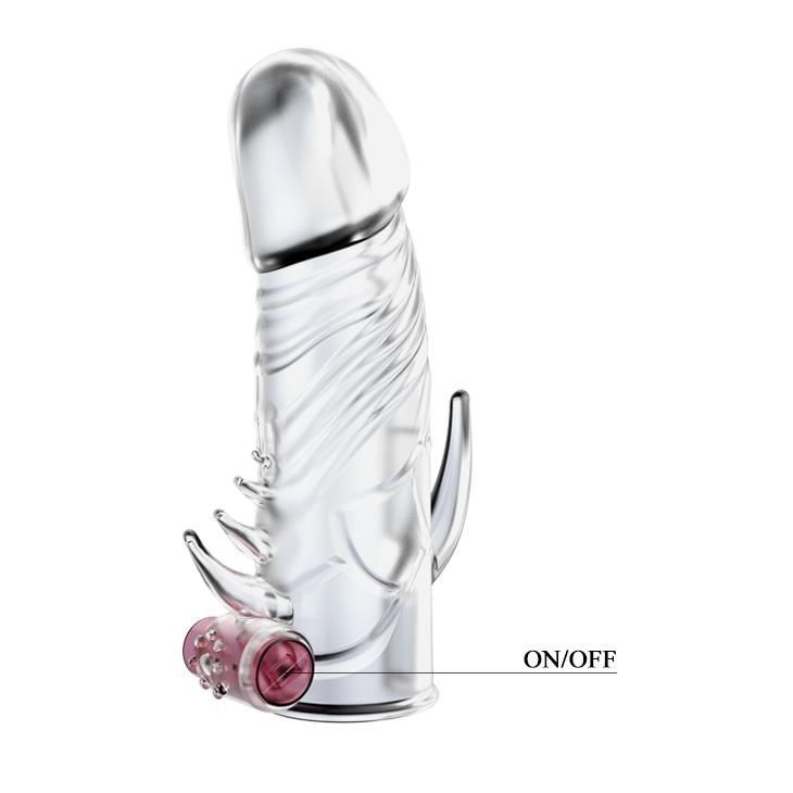 Насадка на пенис Baile Penis Sleeve With Vibration, 13 см (прозрачный)