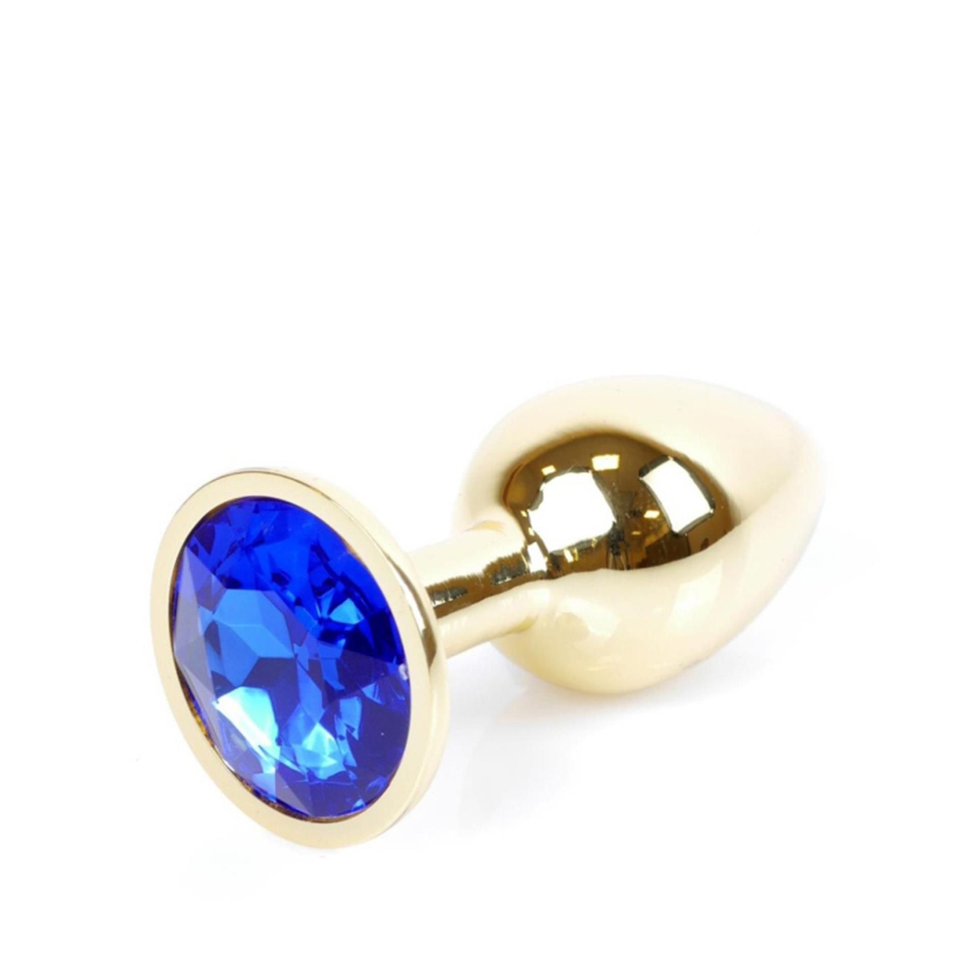 B - Series HeavyFun Plug-Jewellery Gold - Korek analny z ogonem, Niebieski, 7 cm