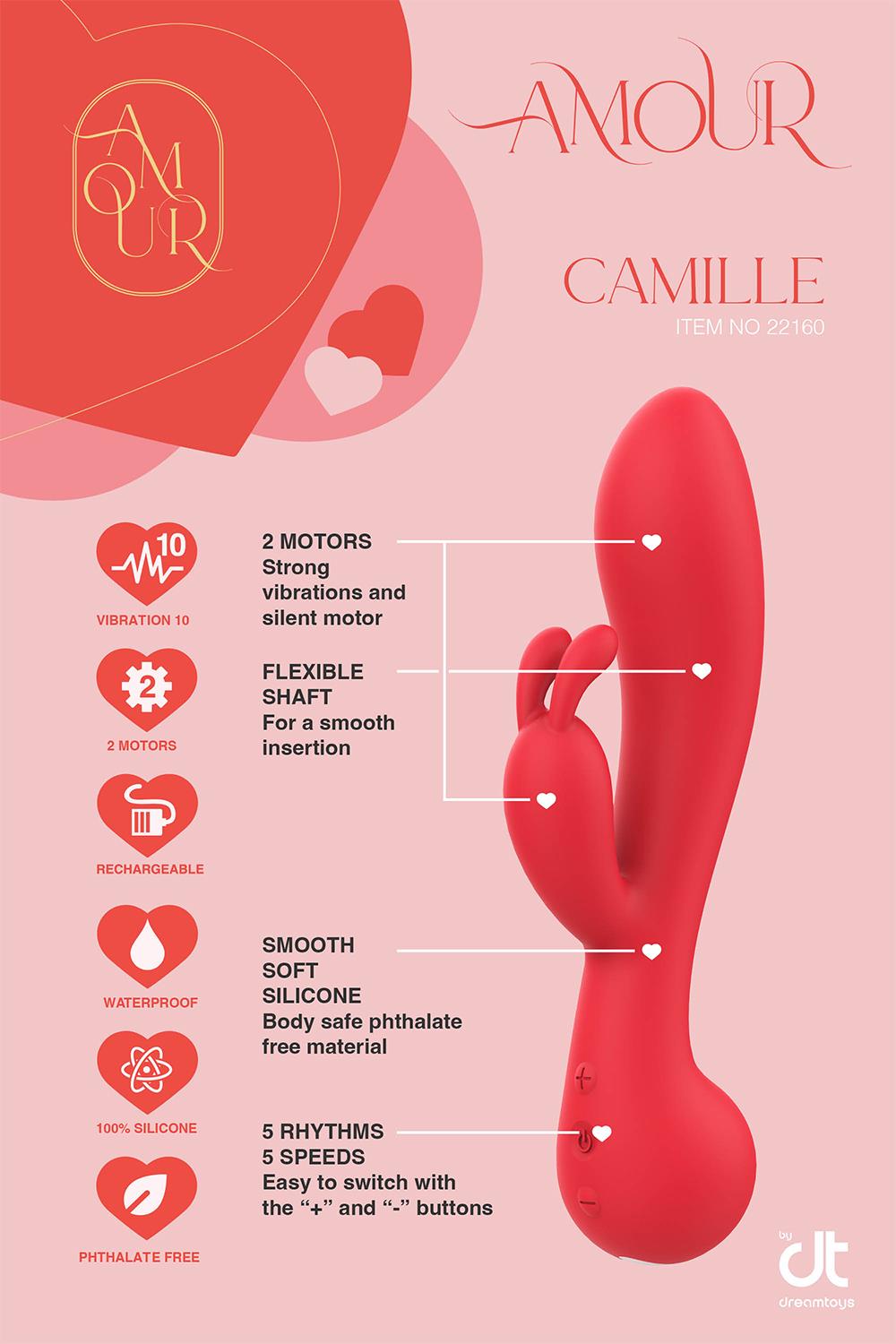 Вибратор-кролик Dream Toys Amour Camille, 22 см (красный)