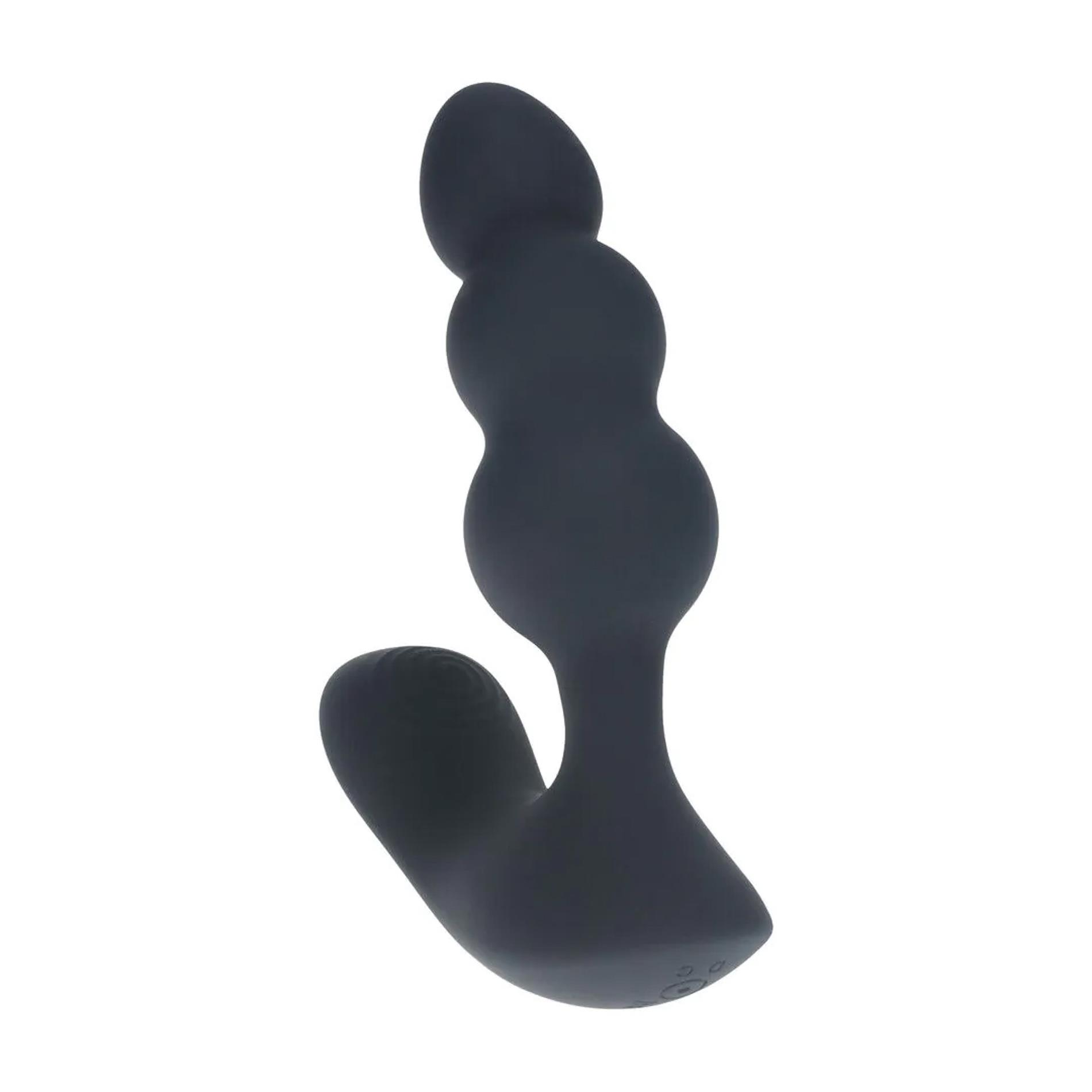 Levelz Dual Motor Remote Control Beaded Vibrating Liquid Silicone Prostate Stimulator - Wibrator analny, Czarny, 10 cm