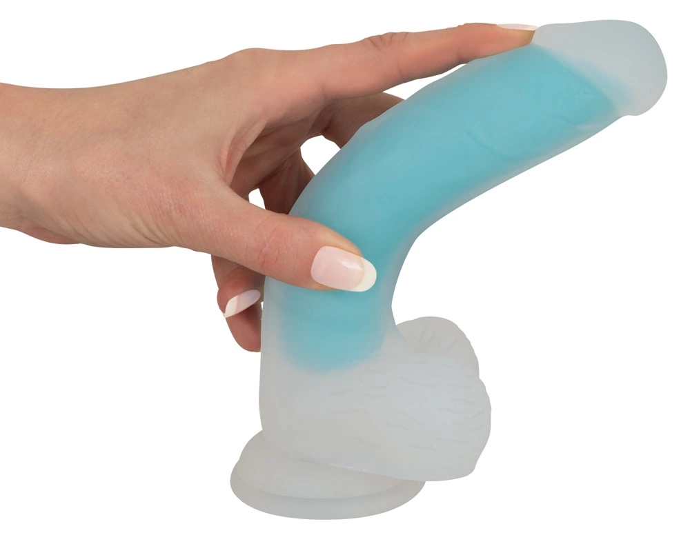 Фаллоимитатор Glow in the Dark Silicone Dildo, 20.5 см (голубой)