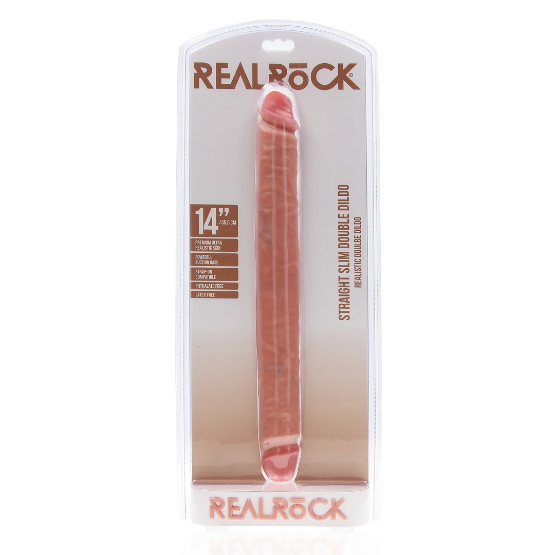 Двухсторонний фаллоимитатор RealRock Double Dong 14", 35.6 см (телесный)