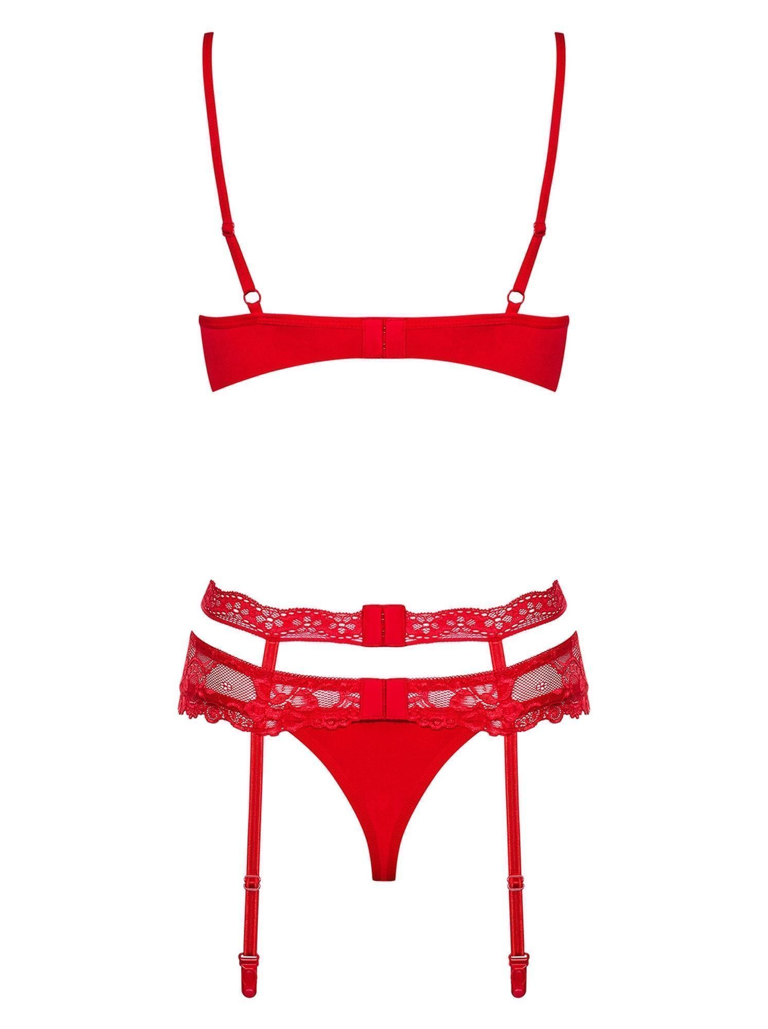 Комплект белья Obsessive Heartina, S/M (красный)