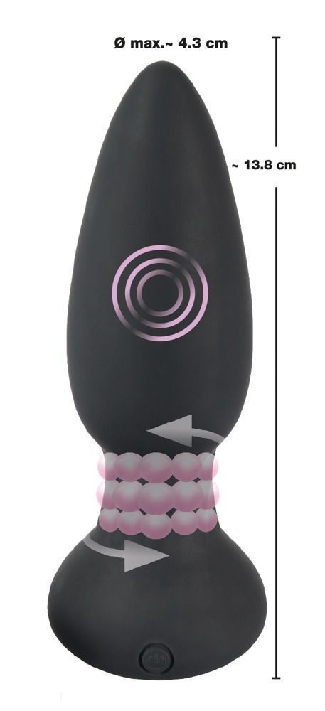 Анальна пробка Black Velvets Rotating & Vibrating Plug, 14 см (чорний)