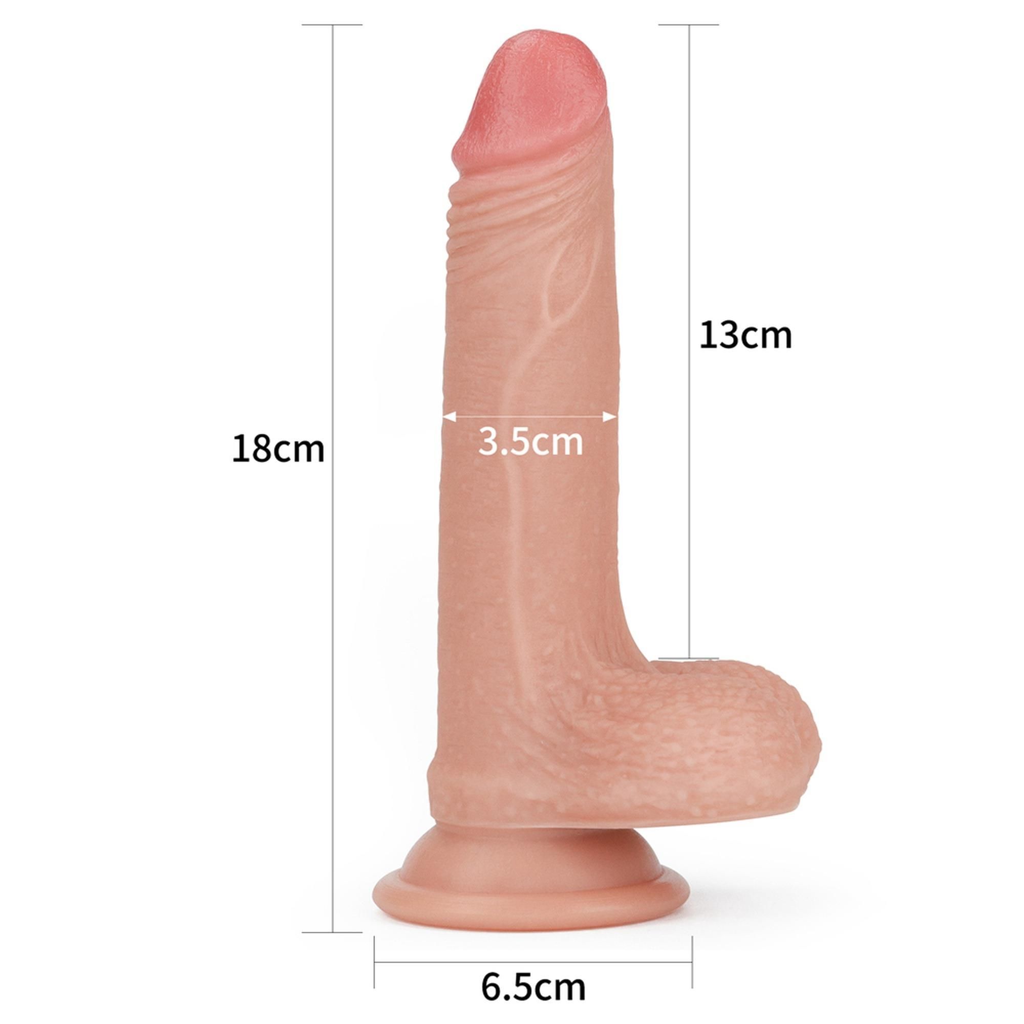 Фаллоимитатор на присоске Dual-Layered Silicone Cock Flesh, 18 см (телесный)