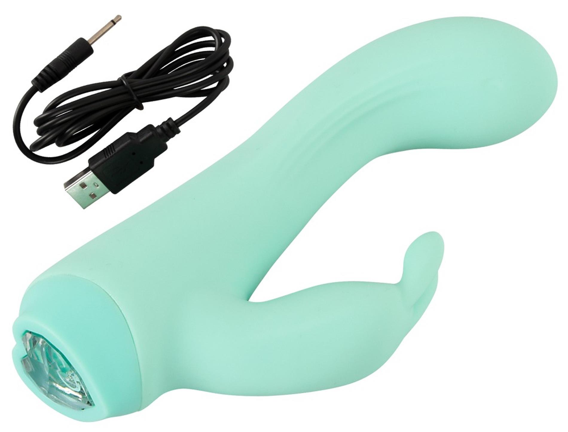 Вибратор-кролик Cuties Mini, 13,6 см (бирюзовый)