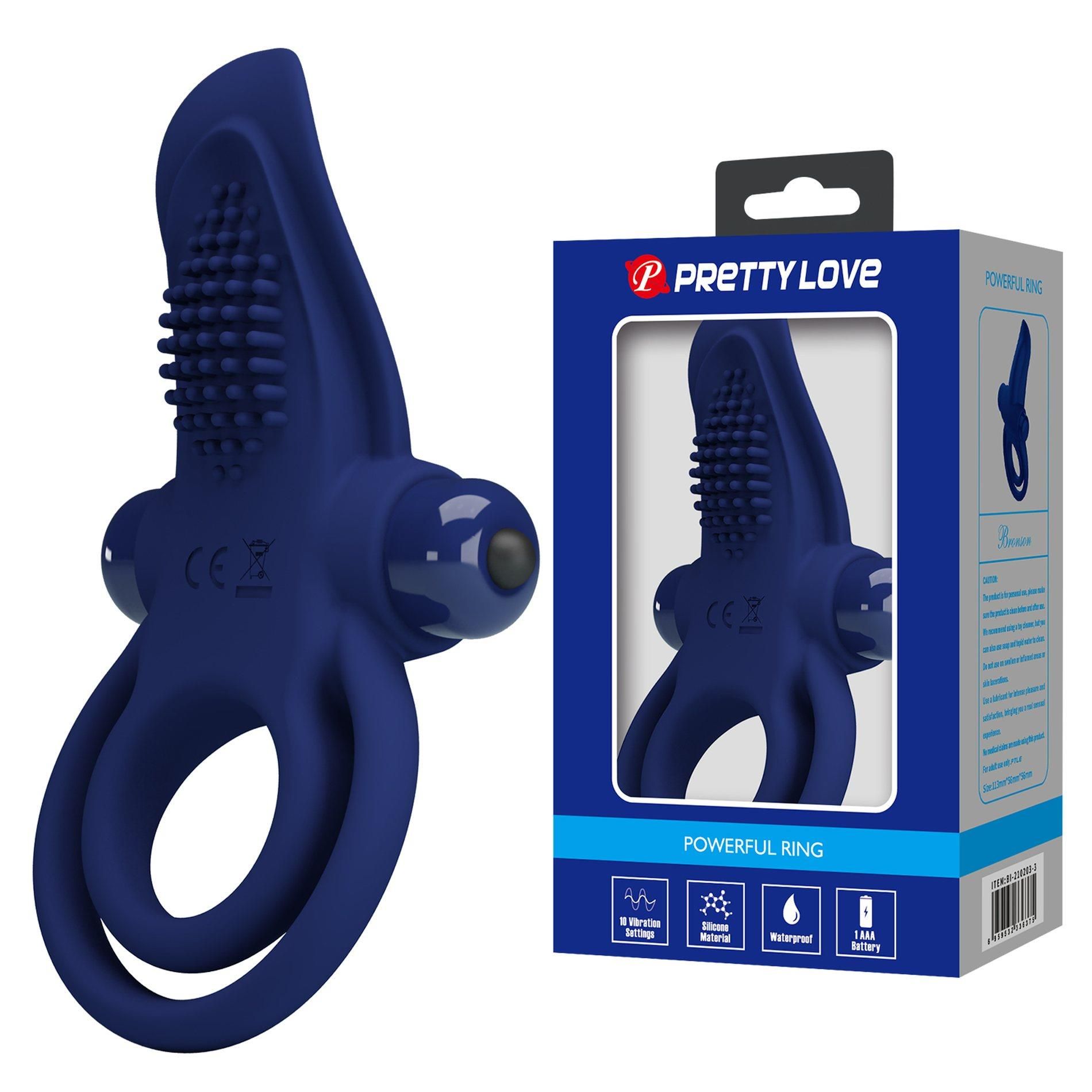 Виброкольцо Pretty Love Vibrant Penis Ring, 11,3 см (синий)