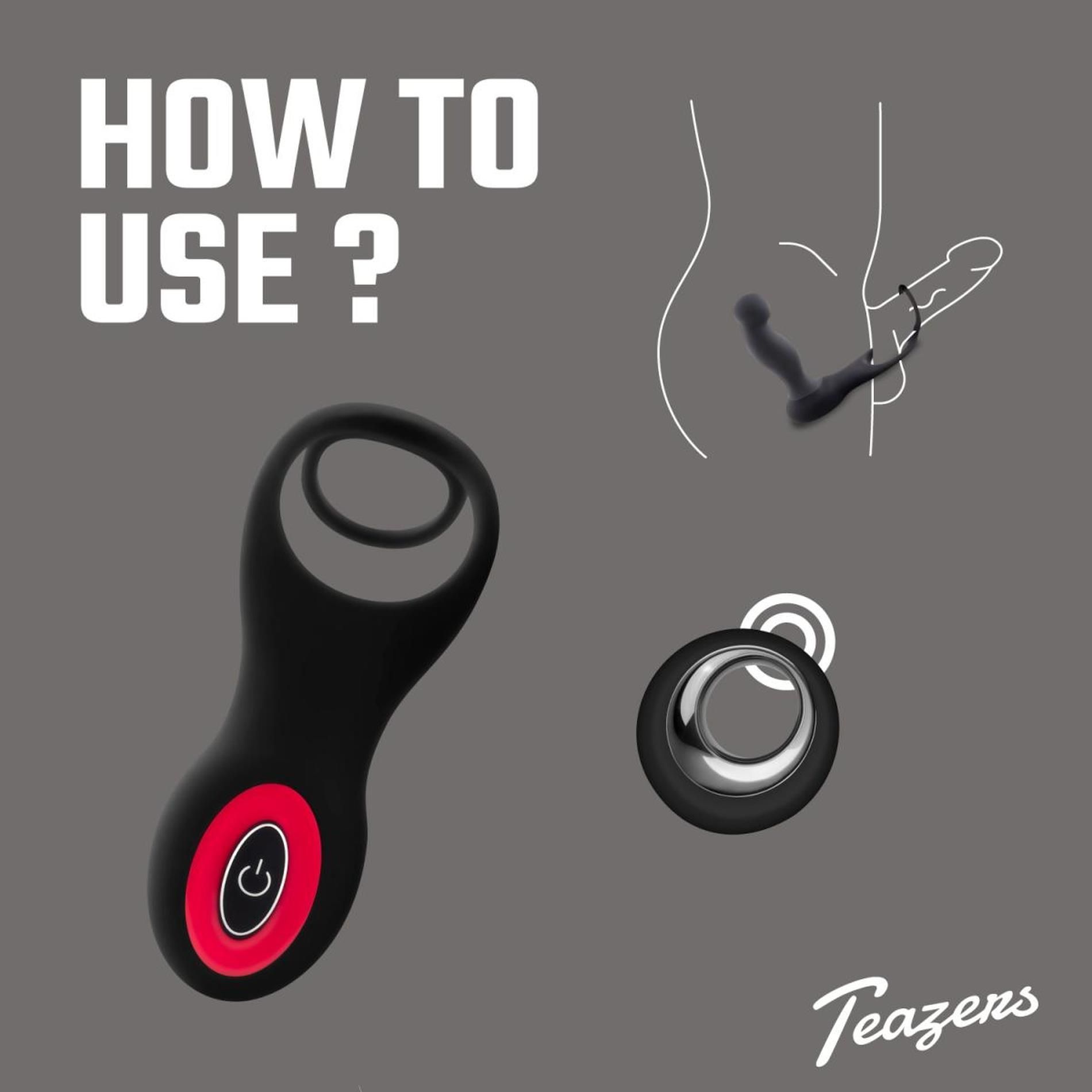 Стимулятор простаты Teazers Cock & Ball Ring, 7.5 см (черный)